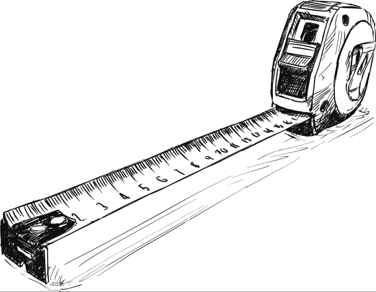 Rolmaat voor afmetingen stellingkasten.