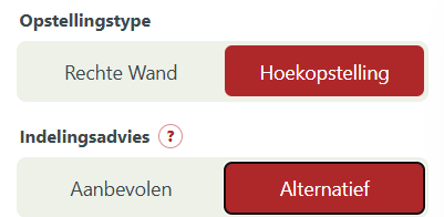 Rechte wand of hoek met advies op de indeling