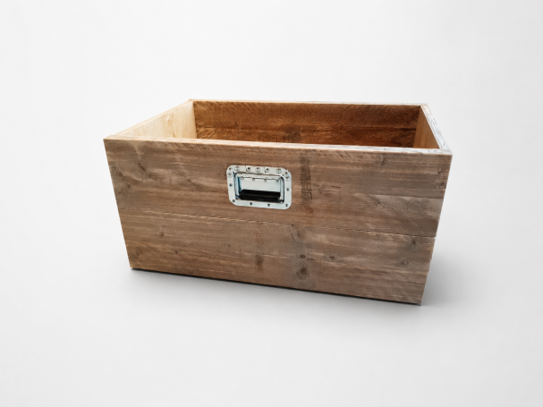 Houten kist op wielen voor onder stellingkast
